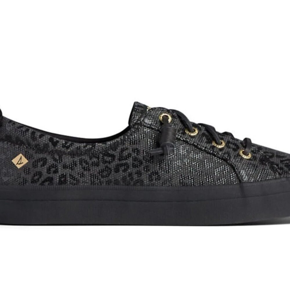 Sperry $98 Black “Crest Vibe” Animal Print Sneaker Sz 6 NEW